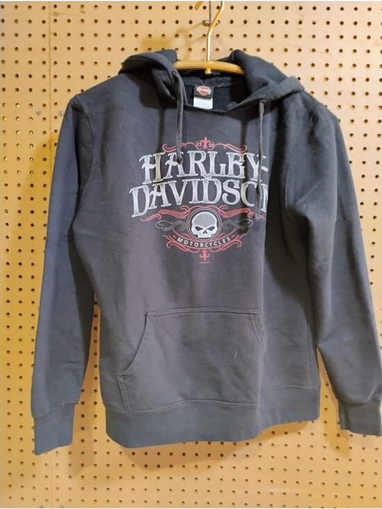 Harley-Davidson Other - Harley-Davidson Womens Black Hooded Sweatshirt Medium Skull Logo Graphic